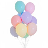 Makaron Çok Renkli Balon, 30cm x 10 Adet