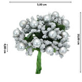 Yapay Çiçek, 12 Adetli Tomurcuk Cipso, 10 cm, Gümüş - 6 Demet