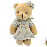 Peluş Kıyafetli Ayıcık Anahtarlık, 12,5 x 8,5 cm - Kız Model