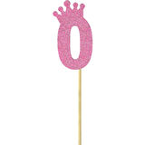 Eva Simli Rakam Pasta Süsü, 19cm x 7,5cm - 1 Adet Pembe 0