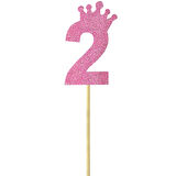 Eva Simli Rakam Pasta Süsü, 19cm x 7,5cm - 1 Adet Pembe 2