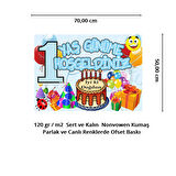 1 Yaş Günüme Hoşgeldiniz Afiş, 70cm x 50cm - Mavi