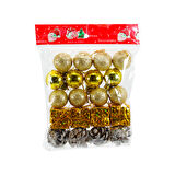 Yılbaşı Ağacı 20 Parça SüSleme Seti - Altın