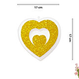 Kalp Sarkıt Strafor Süs, 17 cm x 4 Adet - Altın