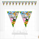 Safari Sevimli Hayvanlar Üçgen Bayrak Flama - 3,2 mt