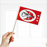 Ata Bayrağı Sopalı, 18cm x 12cm - 10 Adet