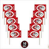 Ata Bayrağı Sopalı, 18cm x 12cm - 10 Adet