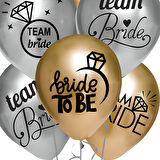 Team Bride Metalik Altın ve Gümüş Renkli Balon, 30cm x 8 Adet