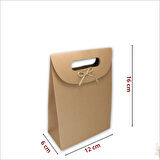 El Geçmeli Kraft Karton Çanta 16 x 12 x 6 cm - 12 Adet