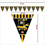 İnşaat Partisi Üçgen Bayrak Flama - 3 mt