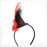 Halloween Tüylü Şapka Taç - Kırmızı SüSLü
