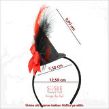 Halloween Tüylü Şapka Taç - Kırmızı SüSLü