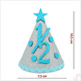 1/2 Yarım Yaş Simli Eva Külah Şapka - Mavi