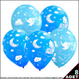 Bebek Temalı Balon, 30cm x 8 Adet - Mavi