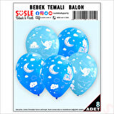 Bebek Temalı Balon, 30cm x 8 Adet - Mavi