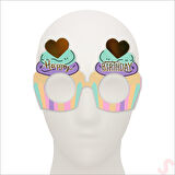 Happy Birthday Karton Gözlük, 15cm x 10cm x 6 Adet - Pembe