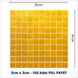Işıltılı Pul Payetli Arka Fon Paneli, 30cm x 30cm - Altın
