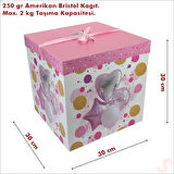 Kapaklı, Katlanır Demonte Karton Kutu, 30cm - Balon & Pembe
