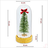 Yılbaşı Ağaçlı ve Led Işıklı, 17cm x 8cm Cam Fanus