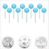 Çubuklu SüSLeme Topu, 2cm x 10 adet - Mavi
