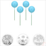 Çubuklu SüSLeme Topu, 4cm x 4 adet - Mavi