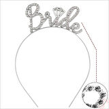 Kristal Parlak Taşlı, Metal Bride Taç - Gümüş