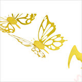 3 Boyutlu Kelebek, Karton Sticker 12 Adet - Metalik Altın