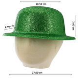 Simli Melon Şapka, 27cm x 7cm x 1 Adet - Yeşil