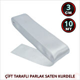 Saten Kurdele, 3cm x 10mt - Gümüş