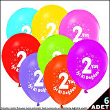 2.Yaş Doğum Günü Pastel Balon, 30cm x 6 Adet