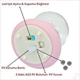 Uçuşan Yıldızlı,7,5cm x 4,5cm Led Işıklı Astronot Küre - Pembe