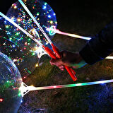 3 Mt Led Işıklı, Çubuklu, 45 cm Şeffaf Balon Seti - 1 Adet