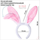 Tavşan Kulağı Pelüş Taç - Pembe