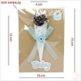 Bebek Buketi, 15cm x 10cm Kartlıklı Magnet - Mavi, 1 Adet