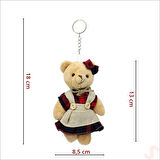 Pelüş Kıyafetli Ayıcık Anahtarlık, 13 x 8,5 cm - Kız Model