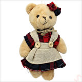 Pelüş Kıyafetli Ayıcık Anahtarlık, 13 x 8,5 cm - Kız Model