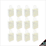 Altın Puanlı Beyaz Karton Çanta, 21 x 15 x 8 cm - 12 Adet