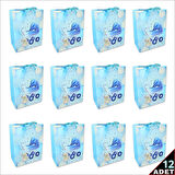 Karton Çanta, Puset Model Mavi 23 x 18 x 10 cm - 12 Adet