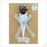 Bebek Buketi, 15cm x 10cm Kartlıklı Magnet - Mavi, 20 Adet