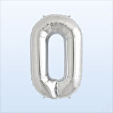 0 Yaş Rakam Gümüş Folyo Balon - 76 cm