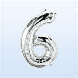 6 Yaş Rakam Gümüş Folyo Balon - 76 cm