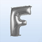 F Harf Gümüş Folyo Balon - 76 cm