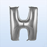 H Harf Gümüş Folyo Balon - 76 cm