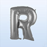 R Harf Gümüş Folyo Balon - 76 cm