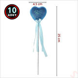 Mavi Simli Kalp Çubuk, 25 cm x 4,5 cm - 10 Adet