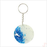 Kartlıklı Mavi Taşlı Epoksi Anahtarlık, Gümüş - 1 Adet