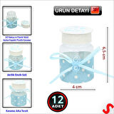 Emzikli Plastik Kavanoz, 6,5cm x 4cm x 12 Adet - Mavi