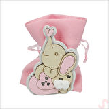 Ahşap Standlı 10cm x 8cm KESE, Fil Pembe - 1 Adet