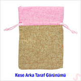 Bebek Temalı Jüt Kese 10cm x 13cm - Pembe x 12 Adet