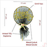 Happy Birthday Tüllü Metal Pasta SüSü, 21cm x 11cm - Siyah